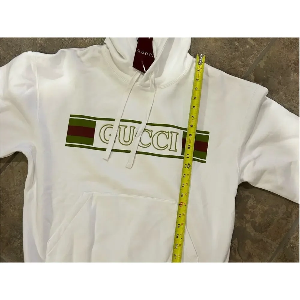 Men's Gucci cotton, hooded sweatshirt, green/red web stripe logo size large